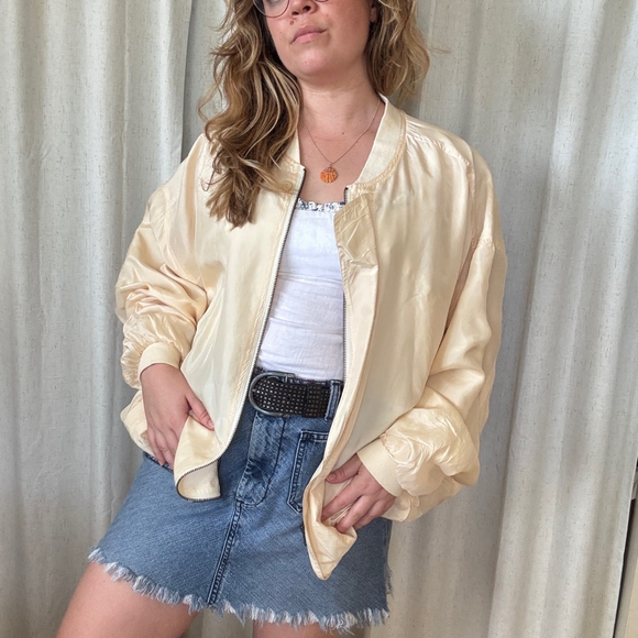 Vintage 100% Silk Bomber Jacket • Size: XL - Picture 1 of 9